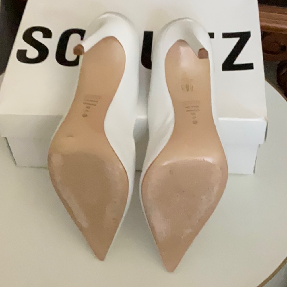SCHULTZ Lou White Leather Heels Size 8 - Picture 4 of 9